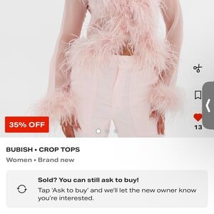 Bubish Pink Feathered Crop Top